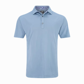 FootJoy Pique Solid Primrose Trim Polo - Mist FootJoy men's golfwear and polos
