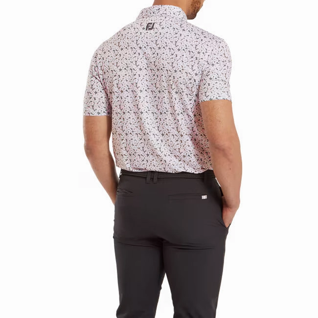Footjoy Primrose Print Lisle Polo - Light Pink/White/Gravel FootJoy Men's Clothing