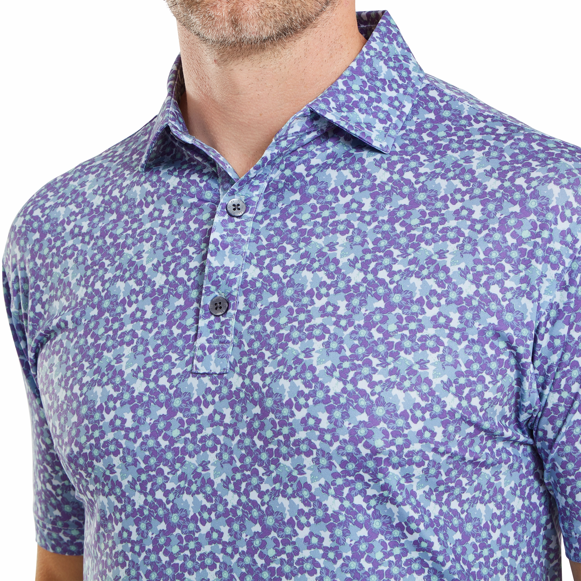 FootJoy Primrose Print Lisle Polo - Thistle/Storm/Mist FootJoy Men's Clothing