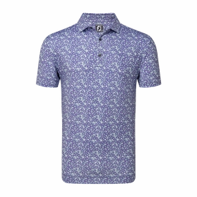 FootJoy Primrose Print Lisle Polo - Thistle/Storm/Mist FootJoy men's golfwear and polos