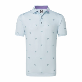 FootJoy Thistle Print Lisle Polo - Mist FootJoy men's golfwear and polos