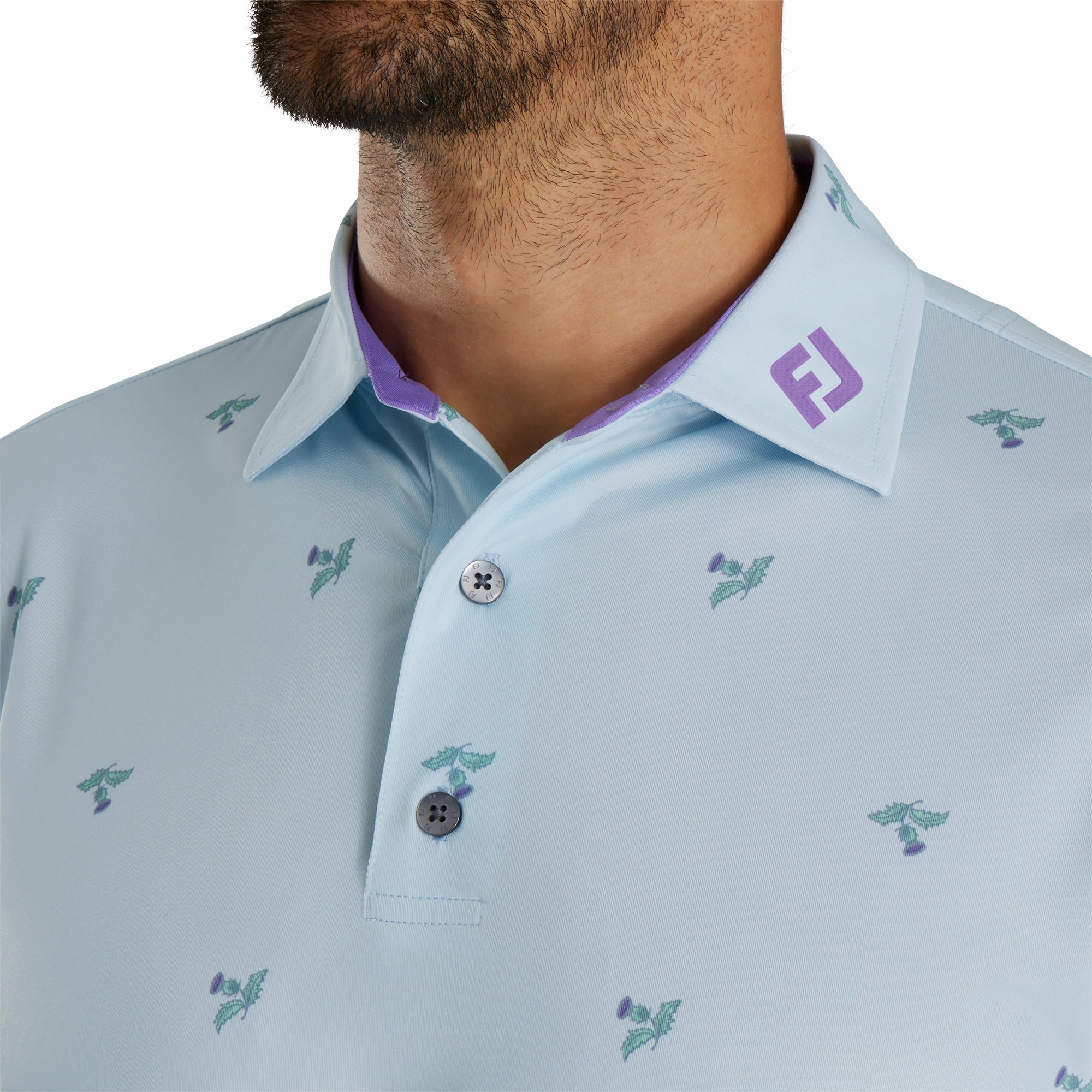 FootJoy Thistle Print Lisle Polo - Mist FootJoy Men's Clothing