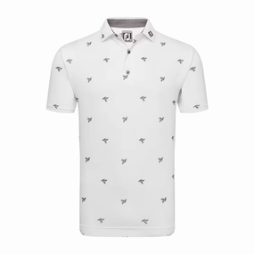 FootJoy Thistle Print Lisle Polo - White FootJoy men's golfwear and polos