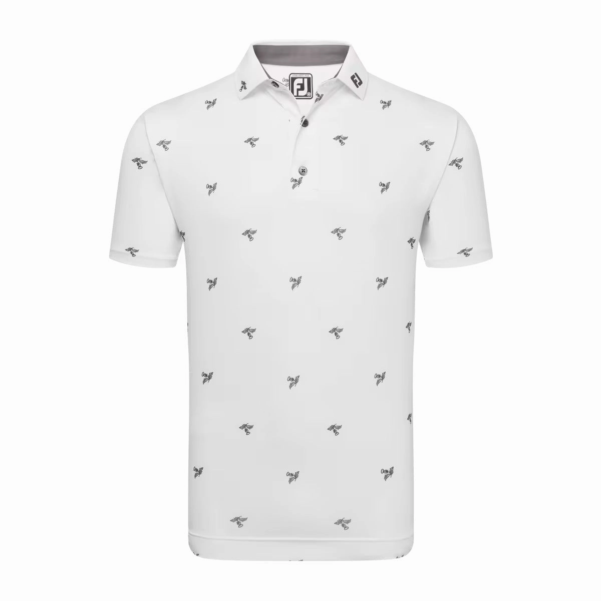 FootJoy Thistle Print Lisle Polo - White FootJoy men's golfwear and polos