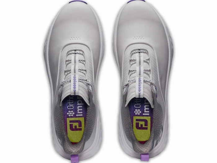 FootJoy Women's Quantum Golf Shoes - Grey/White/Purple Ladies' Spikeless Golf Sneakers