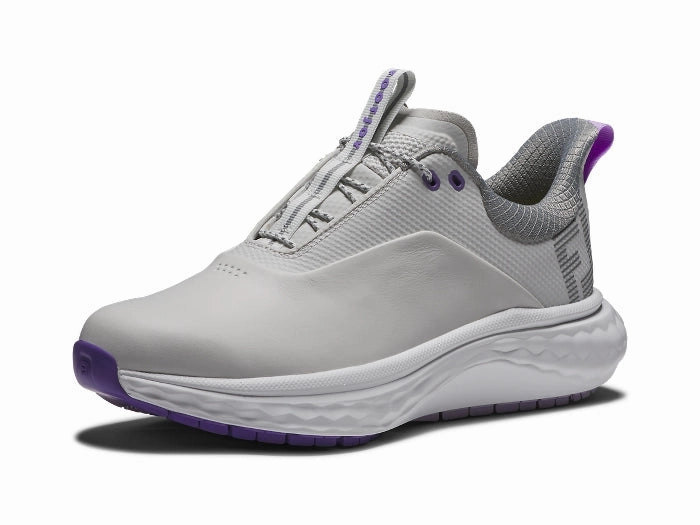 FootJoy Women's Quantum Golf Shoes - Grey/White/Purple Ladies' Spikeless Golf Sneakers