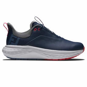 FootJoy Women's Quantum Golf Shoes - Navy/White/Pink Ladies' spikeless golf sneakers