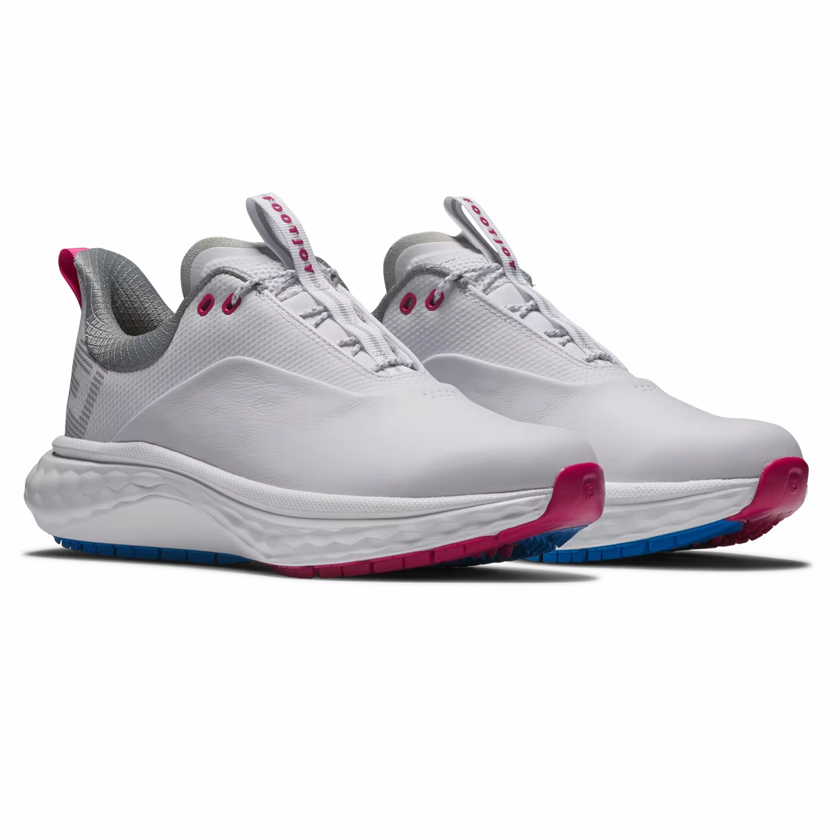 FootJoy Women's Quantum Golf Shoes - White/Blue/Pink Ladies' Spikeless Golf Sneakers
