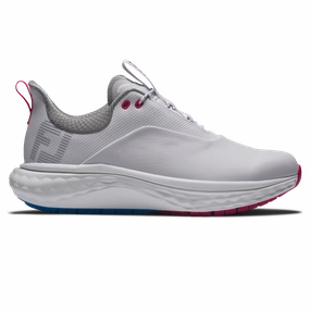 FootJoy Women's Quantum Golf Shoes - White/Blue/Pink Ladies' spikeless golf sneakers
