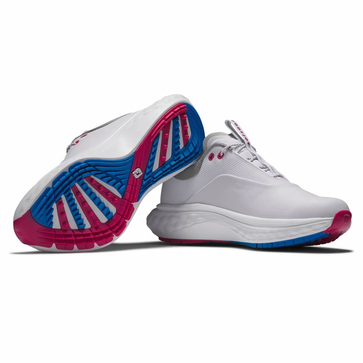 FootJoy Women's Quantum Golf Shoes - White/Blue/Pink Ladies' Spikeless Golf Sneakers