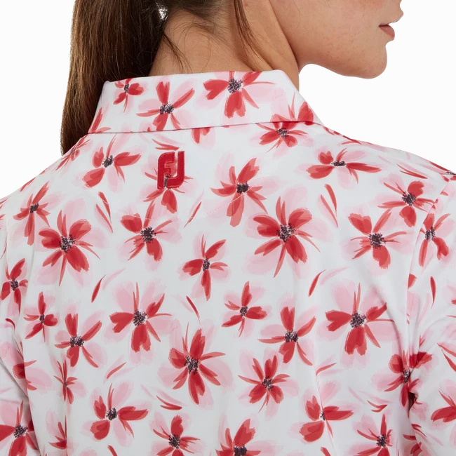 FootJoy Womens 1/2 Sleeve Floral Shirt - Pink / Red / Black FootJoy Women's Apparel