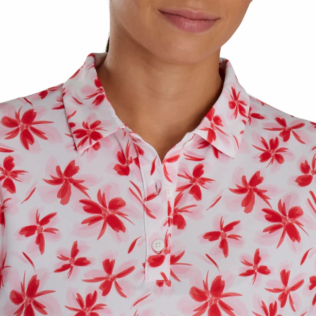 FootJoy Womens Floral Sun Shirt - Pink / Red FootJoy Women's Apparel