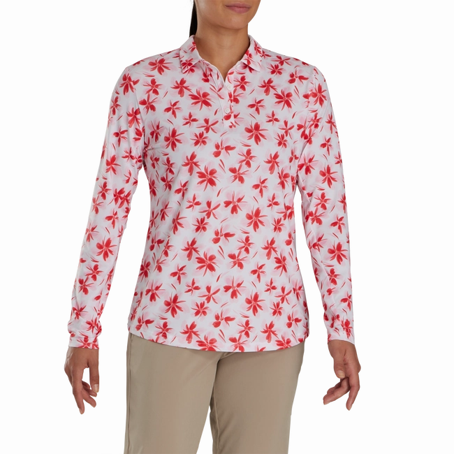 FootJoy Womens Floral Sun Shirt - Pink / Red FootJoy Women's Apparel