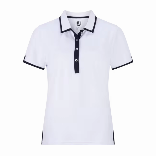 FootJoy Womens Stretch Pique Trim Solid Polo FootJoy women's golf clothing