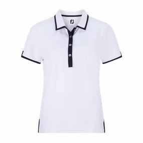 FootJoy Womens Stretch Pique Trim Solid Polo FootJoy women's golf clothing