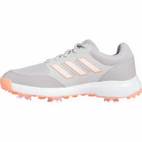 Freedom Walk New Adidas Womens Tech Response 3.0 Golf Shoes - Grey Two/Cloud White/Coral Fusion Shock Ease On-Feet Lifestyle Shot