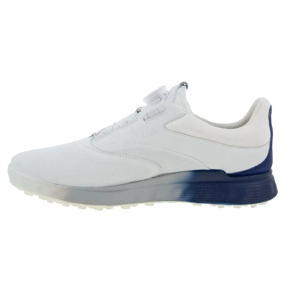 ECCO S-Three GTX BOA Spikeless Golf Shoes White/Blue Depths/Bright White - SS23 Men Luxury Sneakers, Comfort Wear Shoes