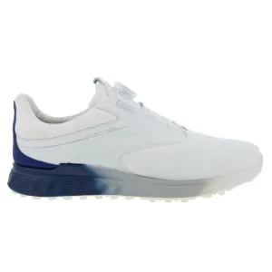 Fresh Walk ECCO S-Three GTX BOA Spikeless Golf Shoes White/Blue Depths/Bright White - SS23 Men Soft Glide Molded Footbed Shoes
