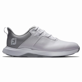 Fresh Walk FootJoy Men's ProLite Spikeless Laced Golf Shoes - White/Grey - Previous Season Style Air Walk Air Flow Sneakers, Comfort Wear Shoes, Running-Inspired Shoes