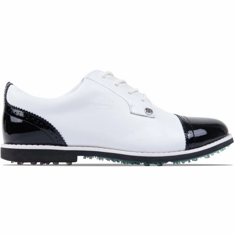 G/FORE Cap Toe Gallivanter Golf Shoe-Snow/Onyx women's performance golf shoes