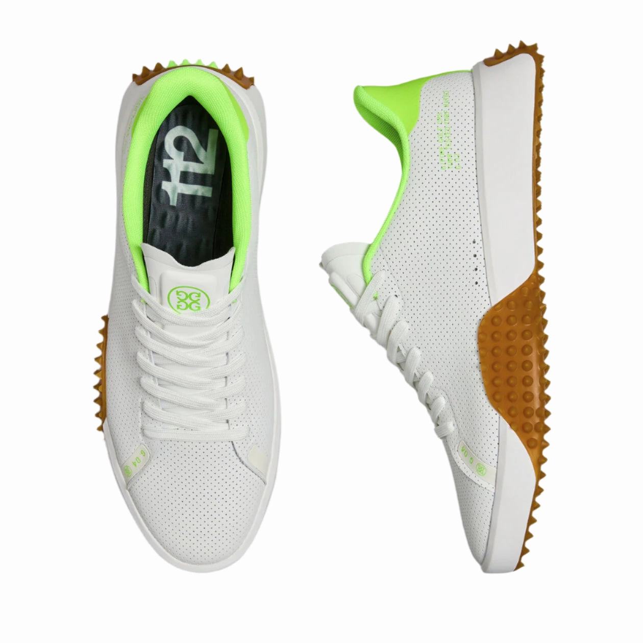 G/Fore Men's  G.112  Perforated Golf Shoe - Snow / Gecko G/Fore Men's Designer Golf Shoes