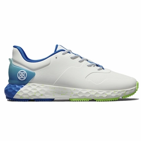 G/Fore Men's MG4  Stippled Golf Shoe - Snow/ Acid Lime G/Fore mens designer golf shoes