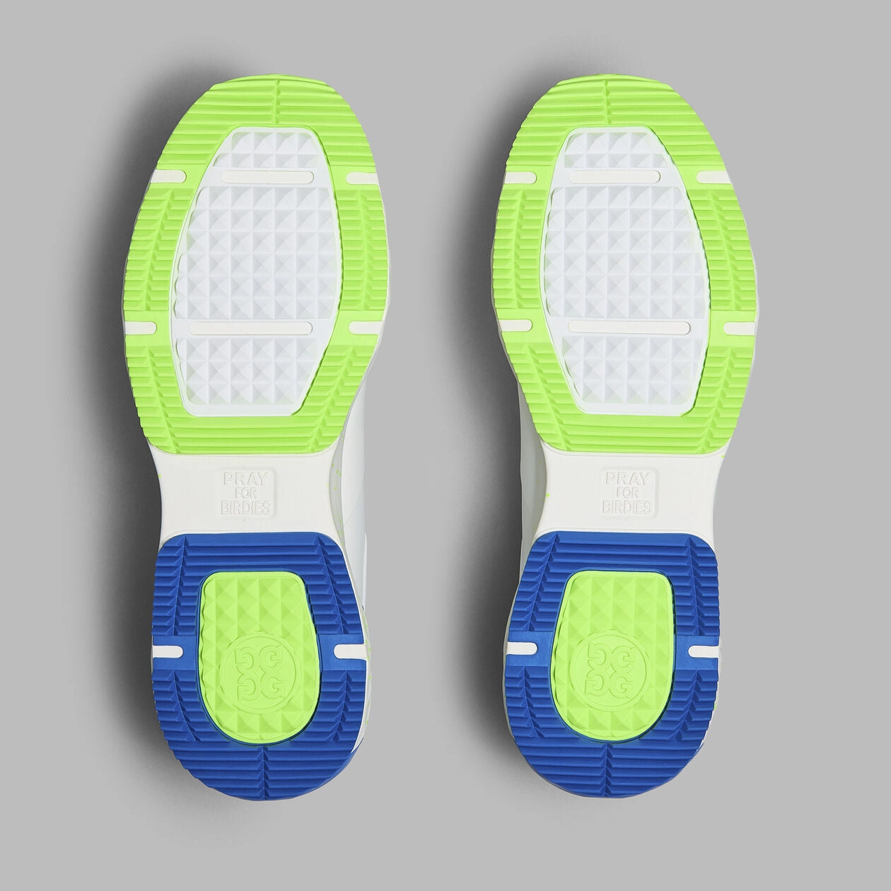 G/Fore Men's MG4  Stippled Golf Shoe - Snow/ Acid Lime G/Fore Men's Designer Golf Shoes