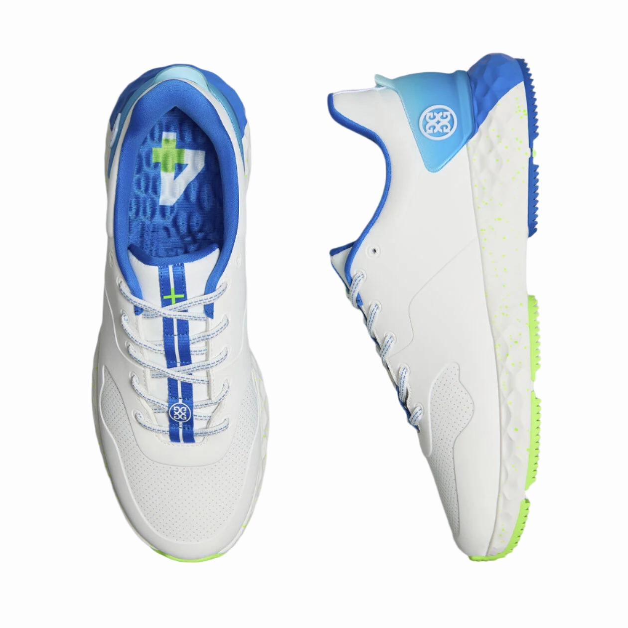 G/Fore Men's MG4  Stippled Golf Shoe - Snow/ Acid Lime Lightweight Men's Spikeless Golf Shoes