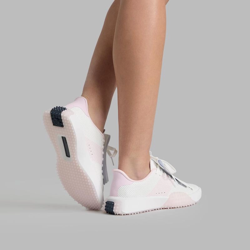 G/FORE Saddle Stripe Kiltie Golf Shoe - Snow/Blush women's performance golf shoes