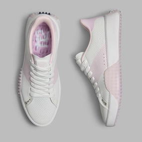 G/FORE Saddle Stripe Kiltie Golf Shoe - Snow/Blush women's golf shoes