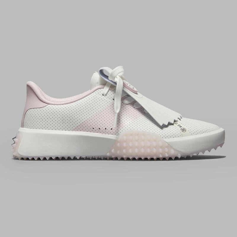G/FORE Saddle Stripe Kiltie Golf Shoe - Snow/Blush women's performance golf shoes
