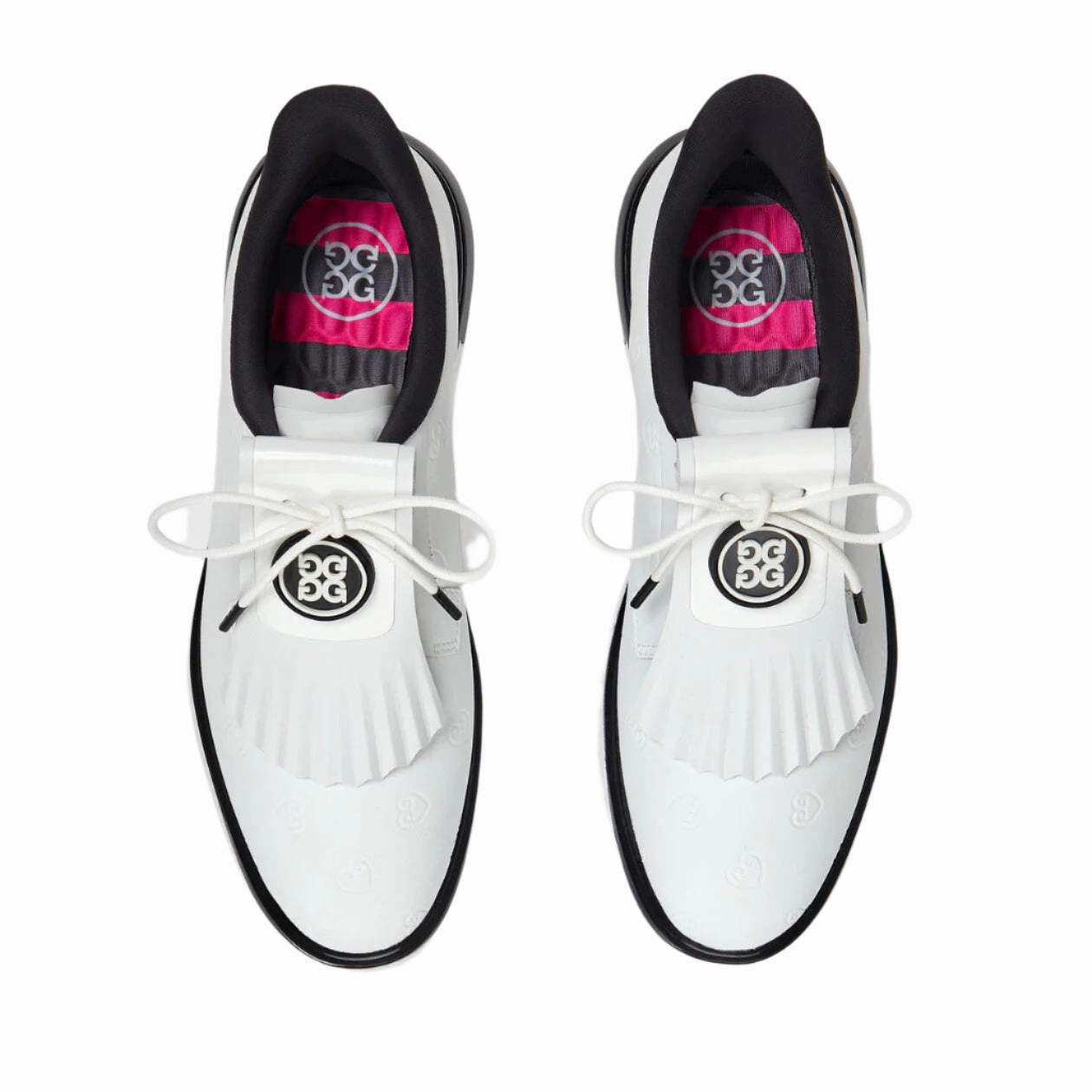 G/Fore Women's Gallivan2r Debossed Heart G's Kiltie Golf Shoe - Snow/Onyx G/Fore Women's Stylish Golf Shoes
