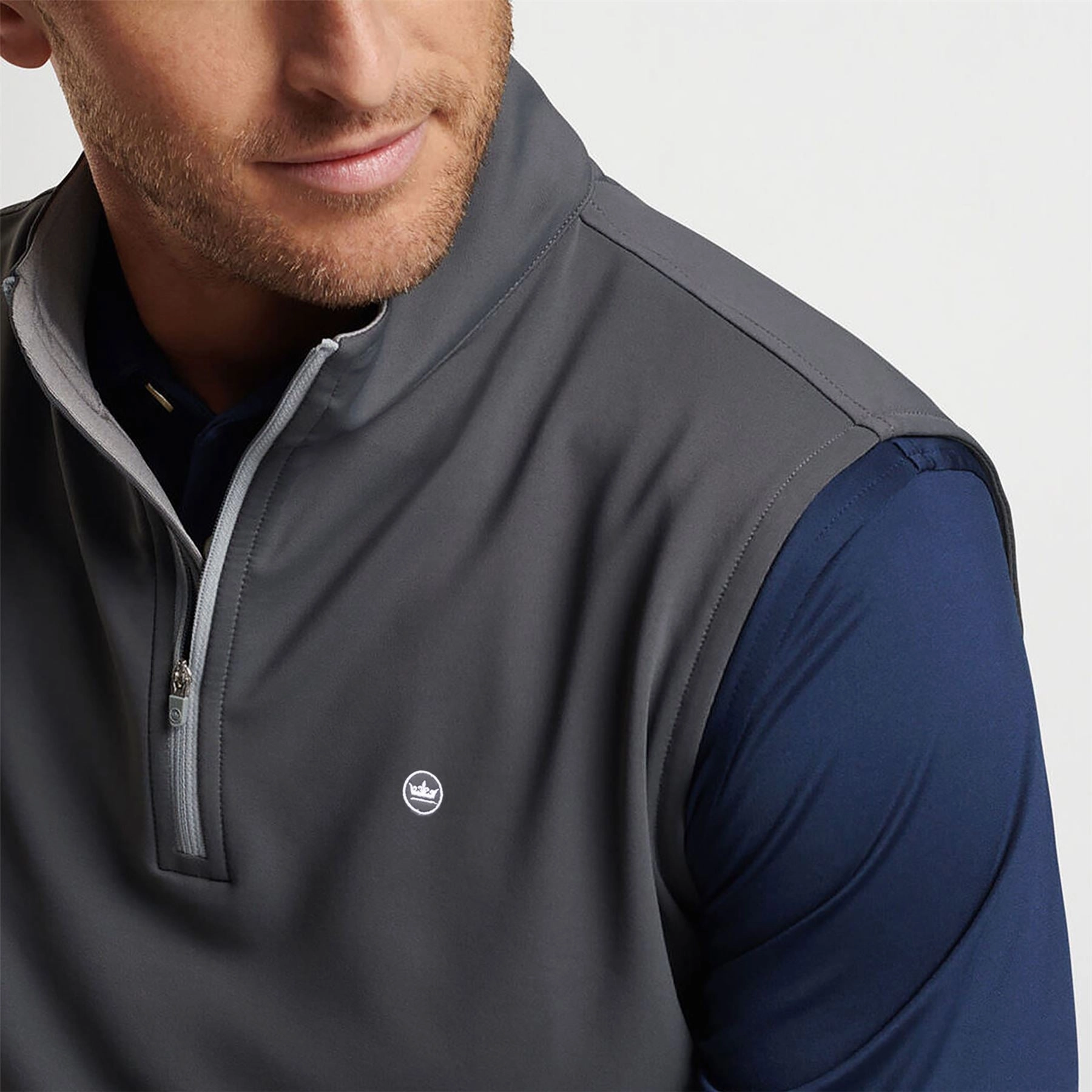 Galway Stretch Loop Ty Quarter Zip Vest Iron Peter Millar Menswear Collection