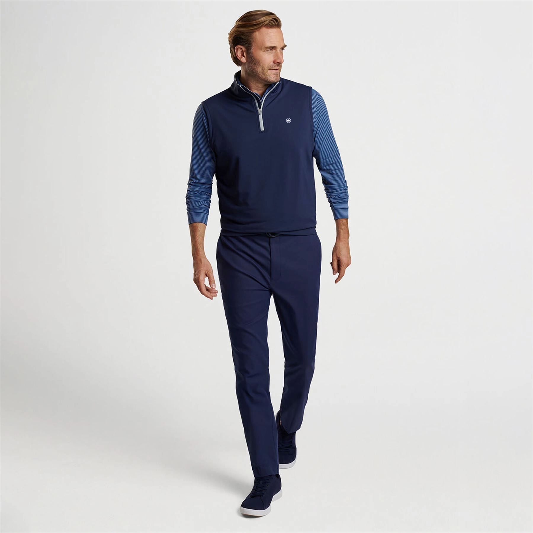Galway Stretch Loop Ty Quarter Zip Vest Navy Peter Millar Menswear Collection
