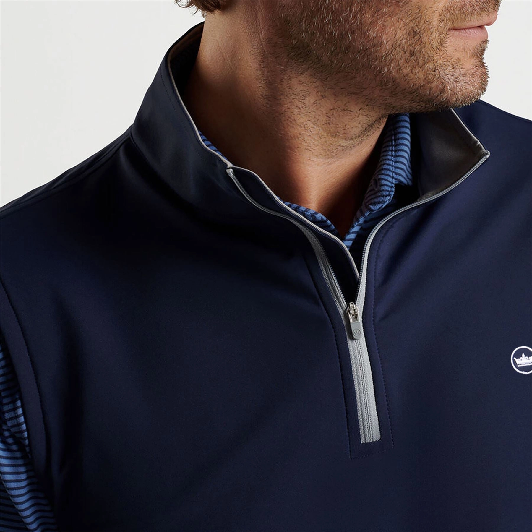 Galway Stretch Loop Ty Quarter Zip Vest Navy Peter Millar Menswear Collection