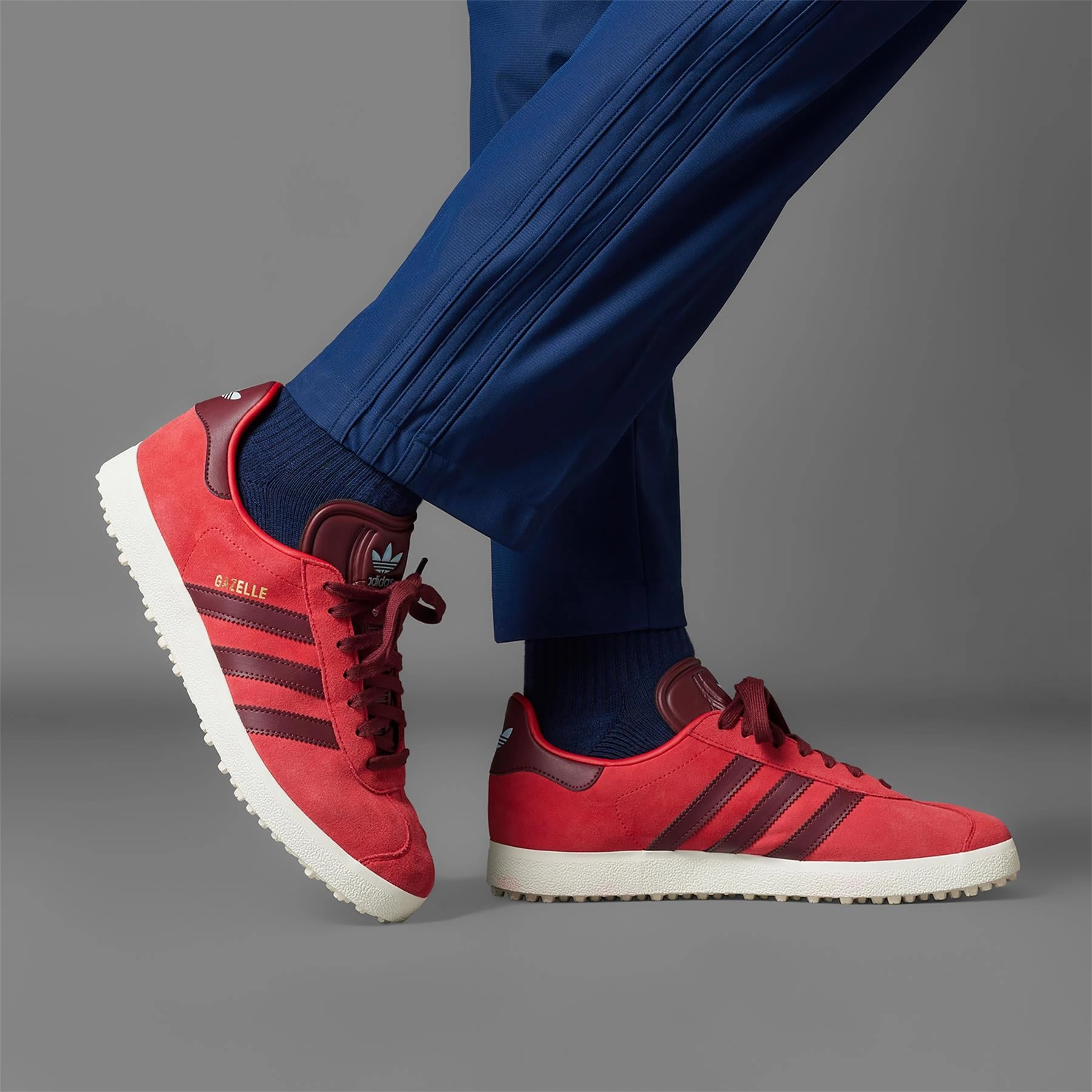 Gazelle Spikeless Golf Shoes Better Scarlet/White/Clear Sky Adidas Men's Apparel