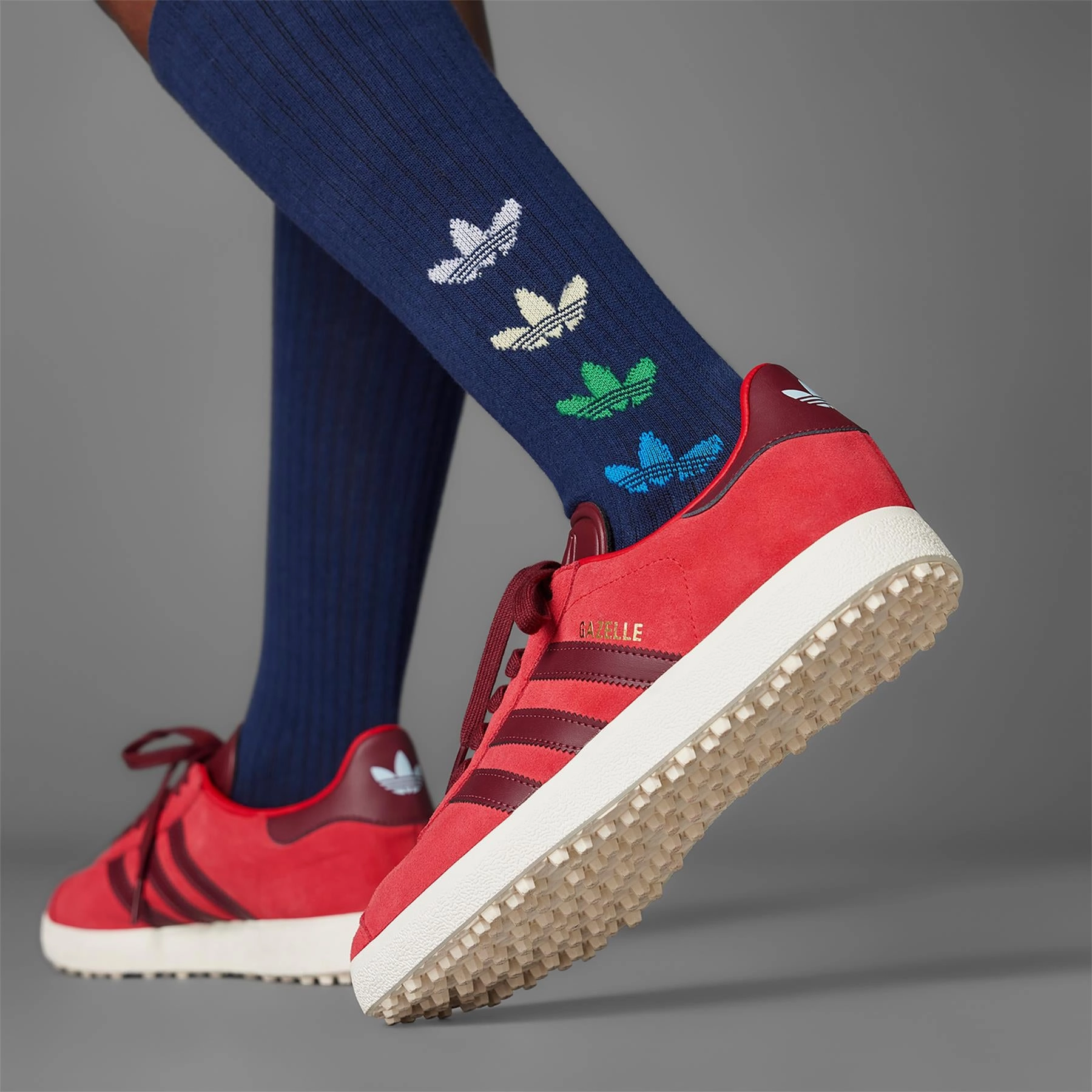 Gazelle Spikeless Golf Shoes Better Scarlet/White/Clear Sky Adidas Men's Apparel