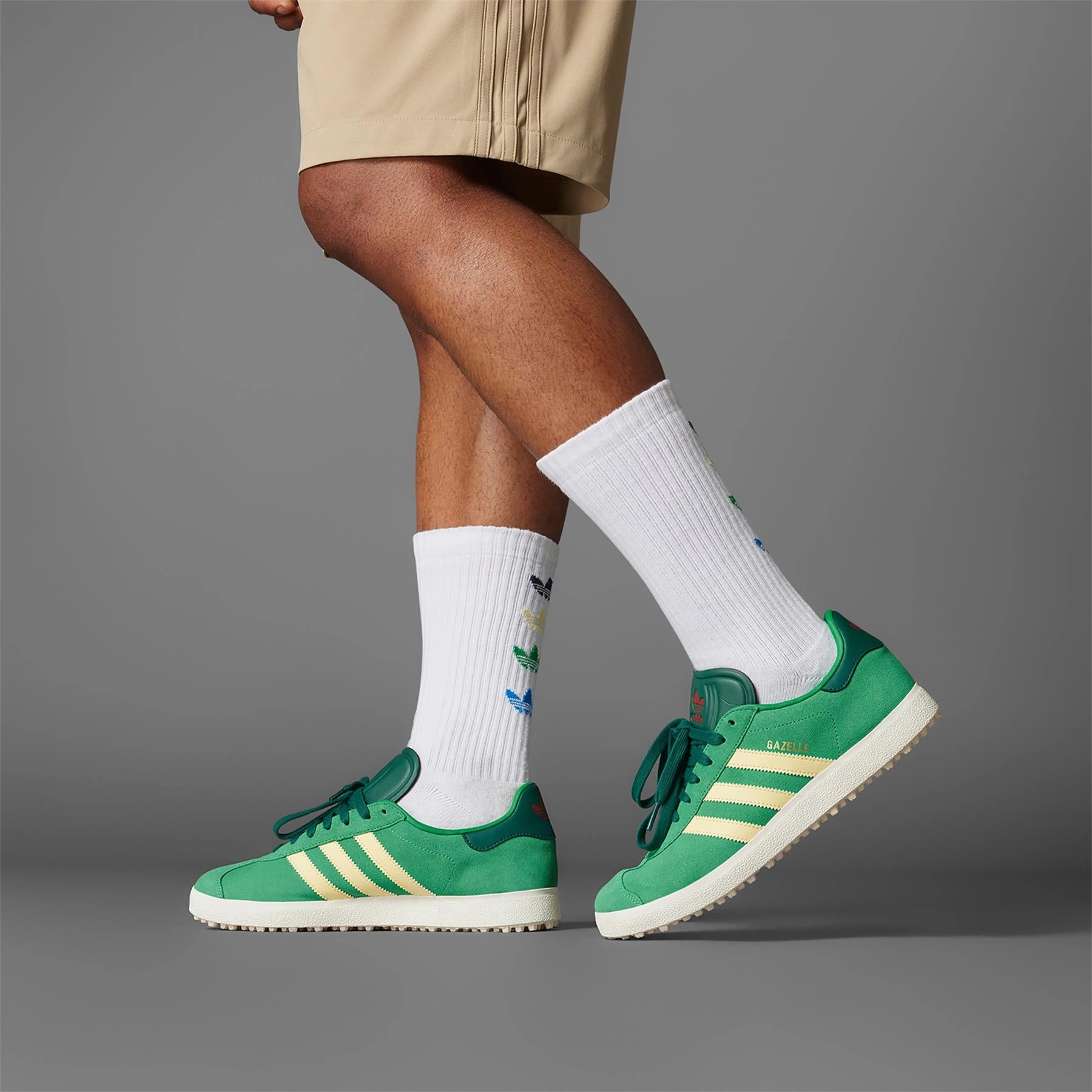 Gazelle Spikeless Golf Shoes Green/Yellow Adidas Men's Apparel
