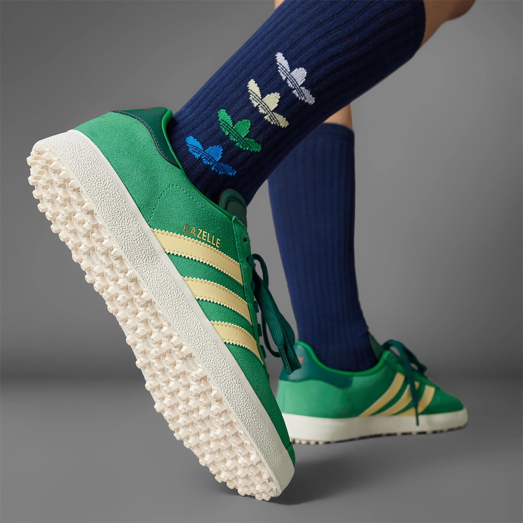 Gazelle Spikeless Golf Shoes Green/Yellow Adidas Men's Apparel