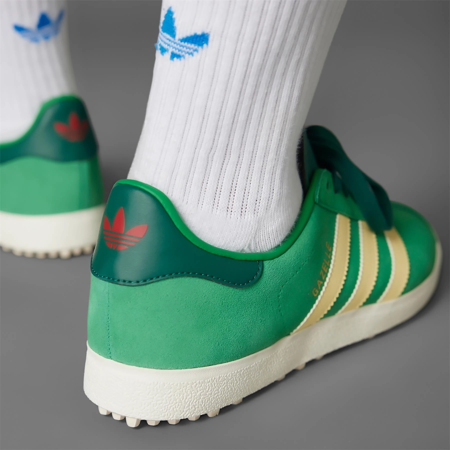 Gazelle Spikeless Golf Shoes Green/Yellow Adidas Men's Apparel