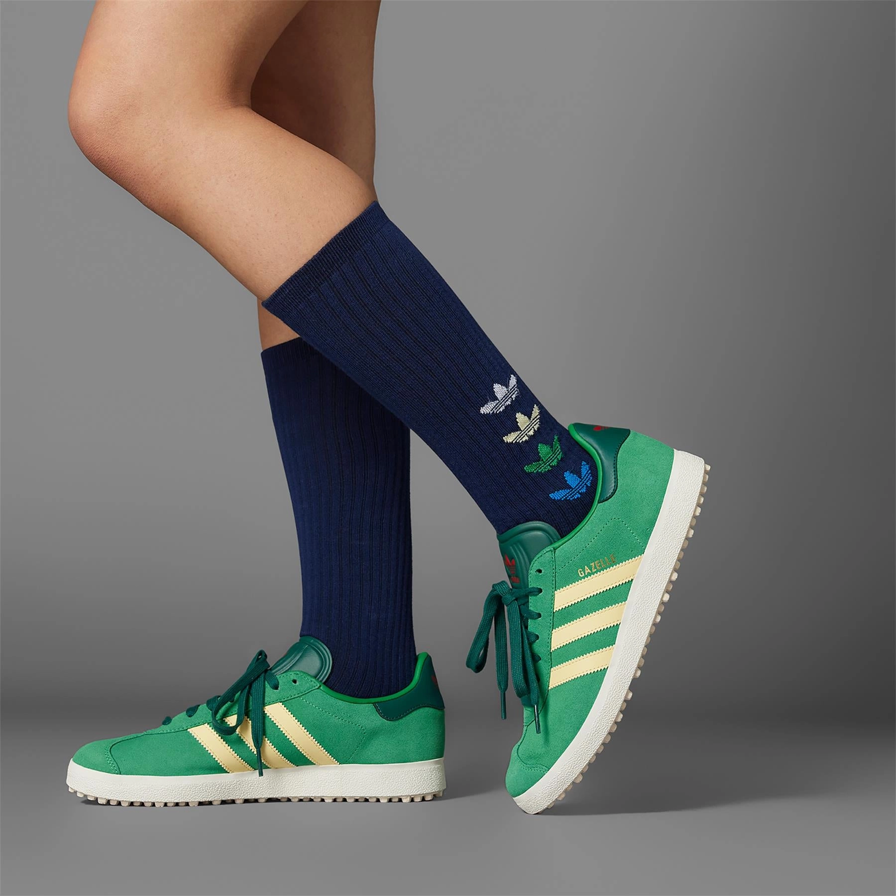 Gazelle Spikeless Golf Shoes Green/Yellow Adidas Men's Apparel