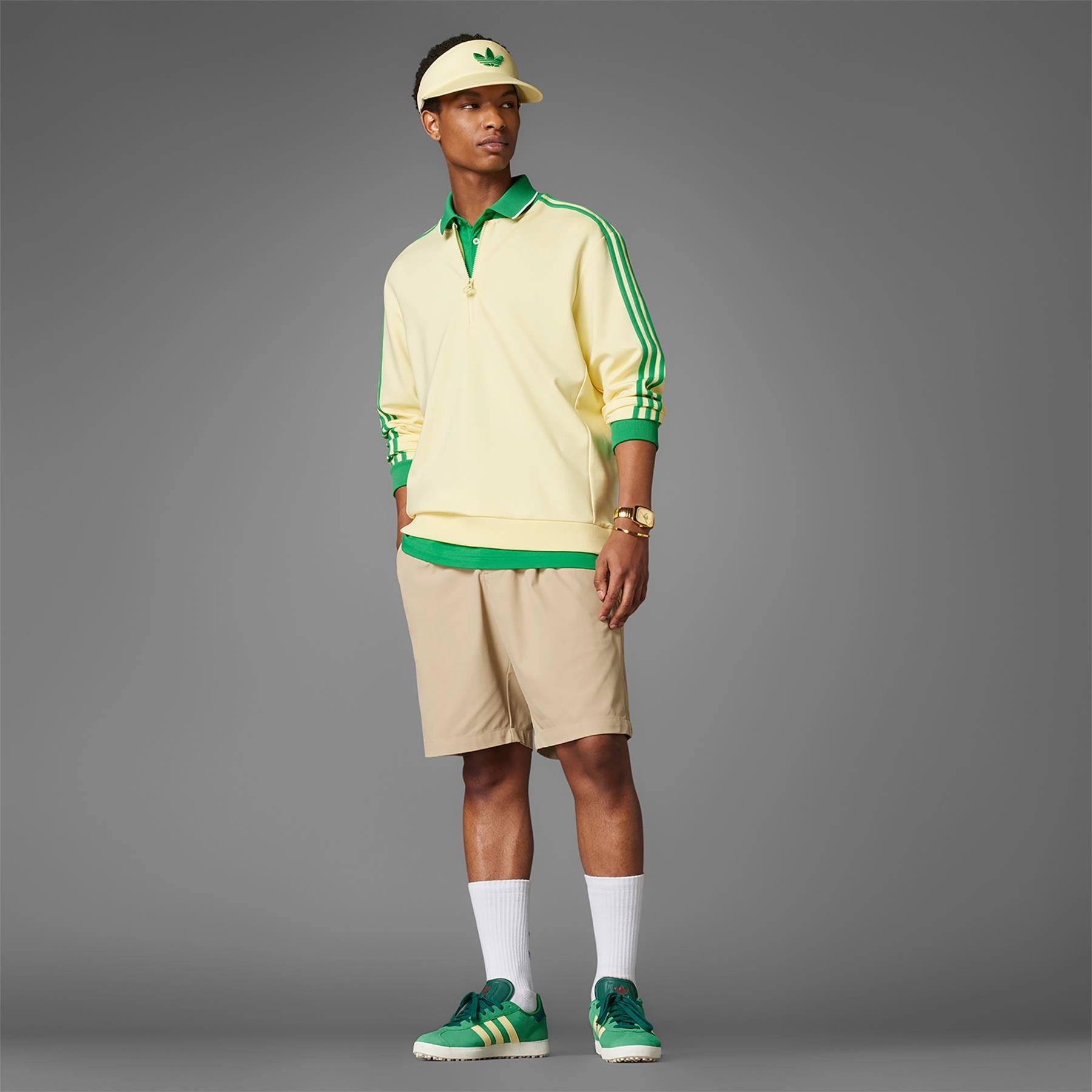 Gazelle Spikeless Golf Shoes Green/Yellow Adidas Men's Apparel