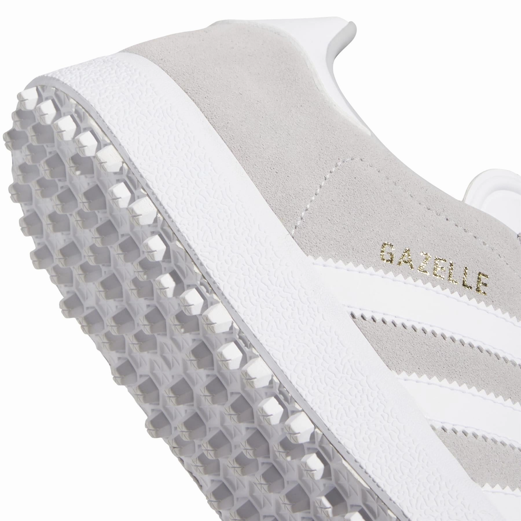 Gazelle Spikeless Golf Shoes Grey/White/Gold Adidas Men's Apparel