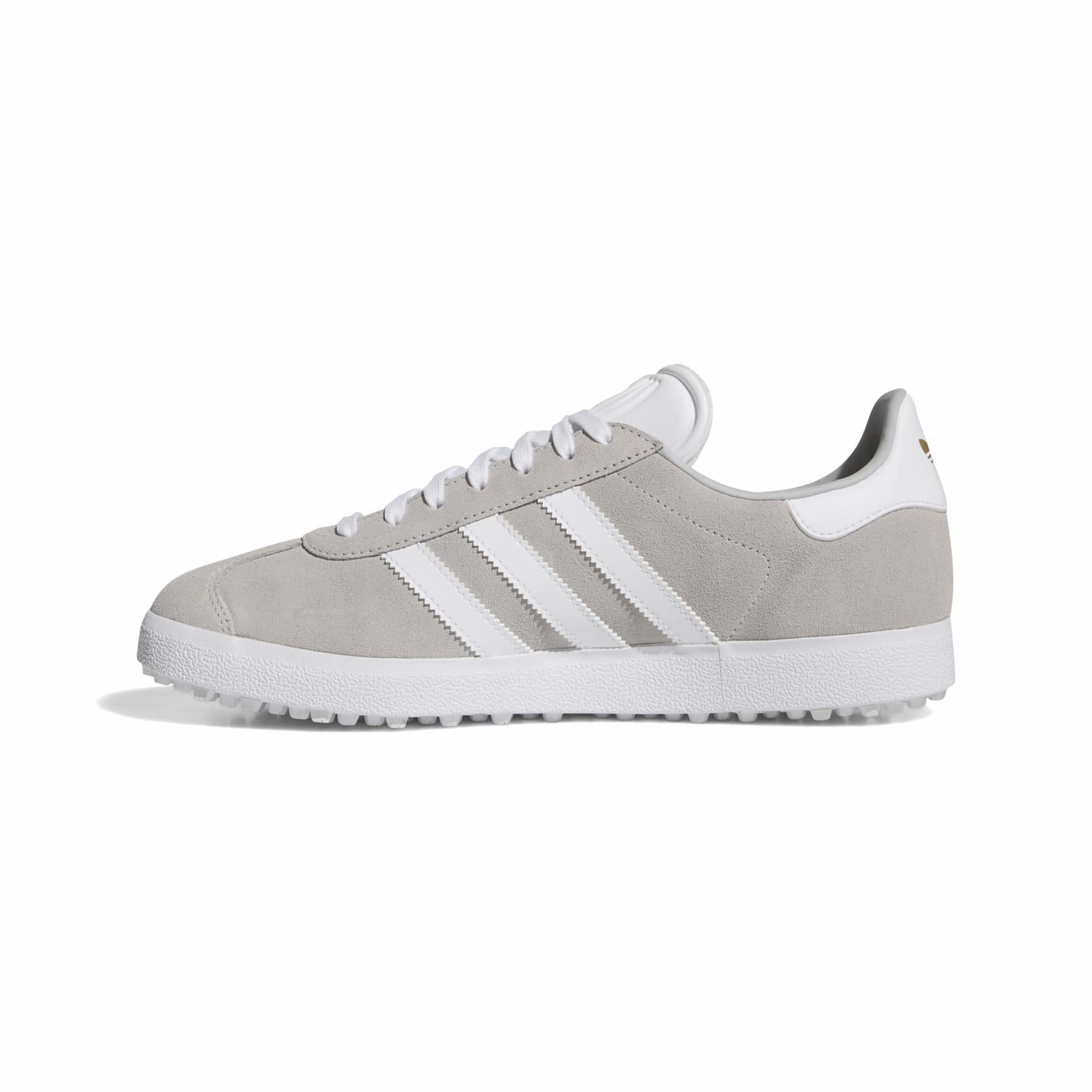 Gazelle Spikeless Golf Shoes Grey/White/Gold Adidas Men's Apparel