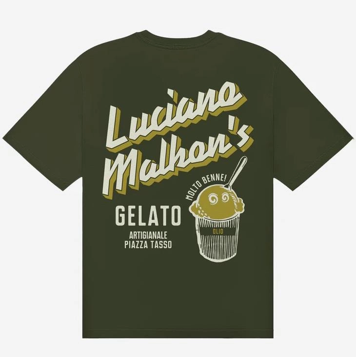 Gelato Stand Pocket T-Shirt Cypress Green Malbon Men's Golf Lifestyle Wear