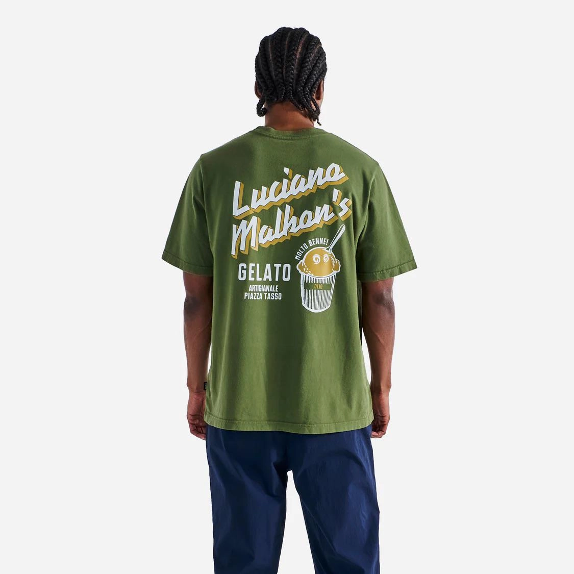 Gelato Stand Pocket T-Shirt Cypress Green Malbon Men's Golf Lifestyle Wear