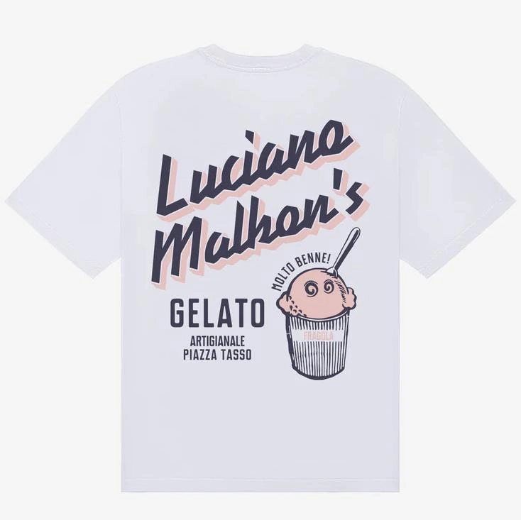 Gelato Stand Pocket T-Shirt White Malbon Men's Golf Lifestyle Wear