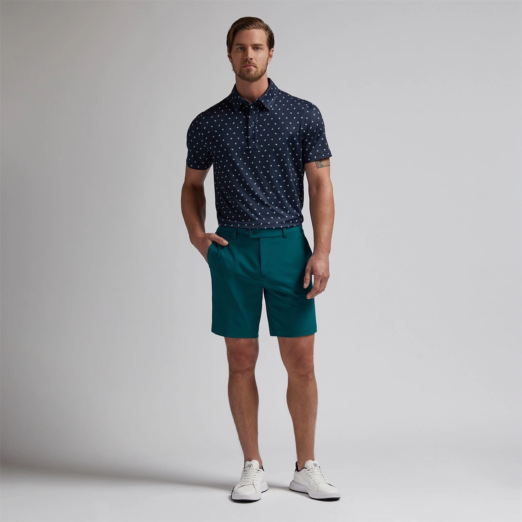 Geometric Floral Tech Jersey Polo Twilight G/Fore Men's Fashion