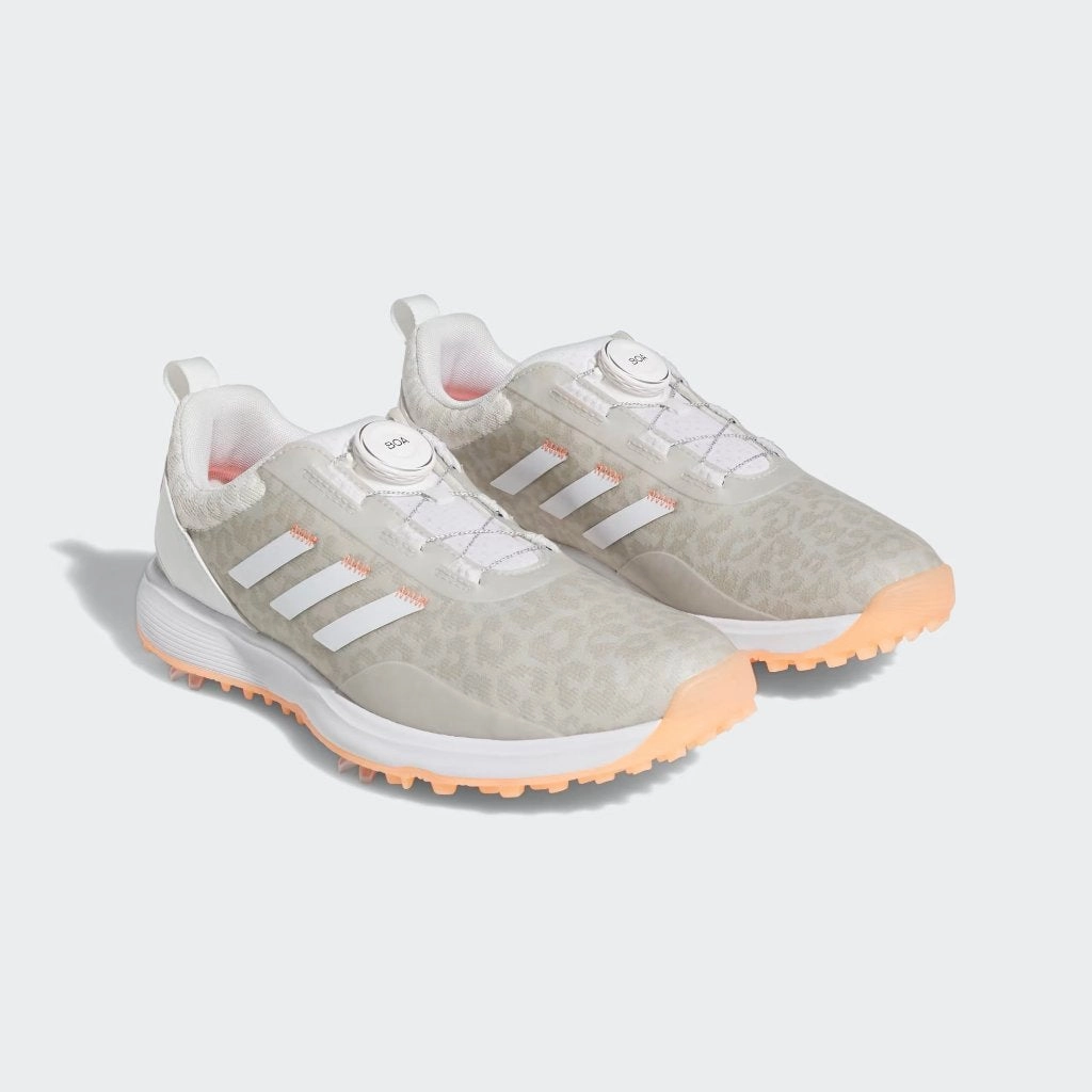 Engineered Fit Sneakers, Slip-On Footwear New Women's Adidas S2G BOA Spike Golf Shoes White/Coral  MSP$110