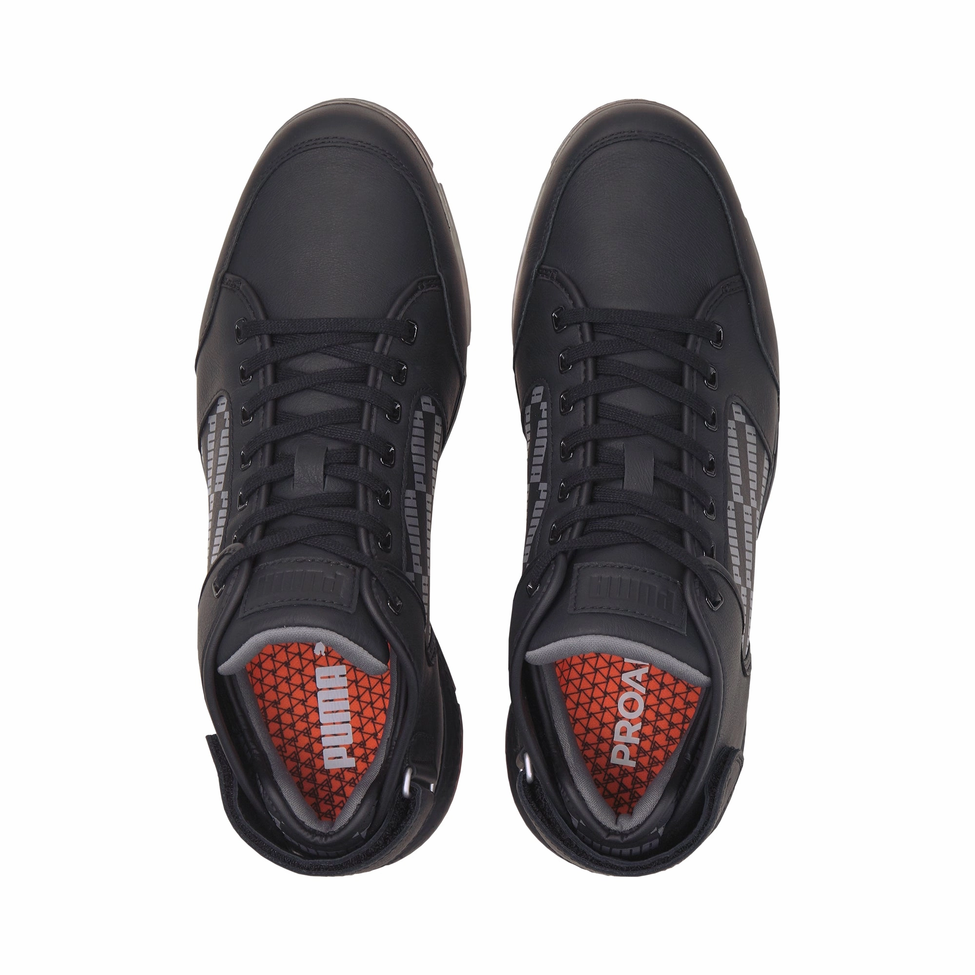 On-Feet Lifestyle Shot Puma Mens Proadapt Delta Mid Golf Shoes - Black/Quiet Shade